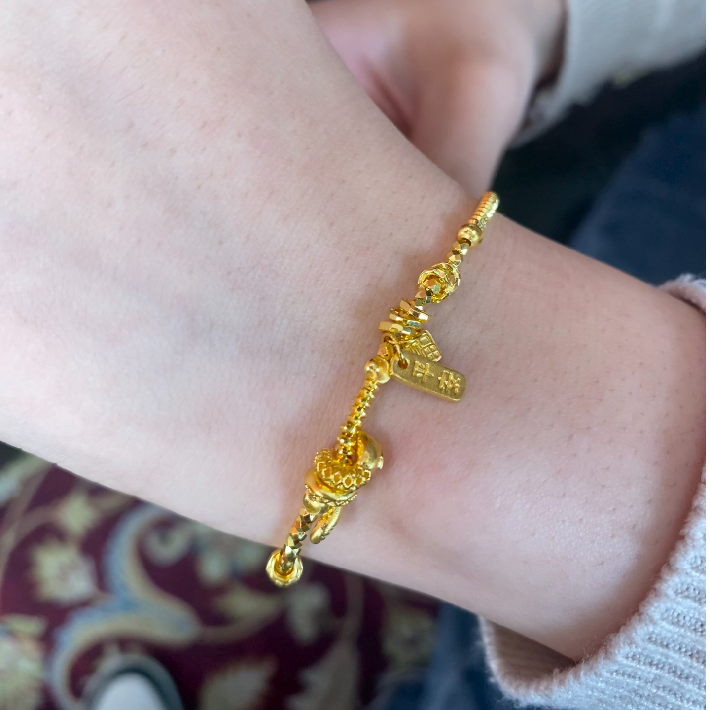 老庙2足金999灵蛇盘缠吉言金手链5G黄金时尚百搭生日礼物送女友