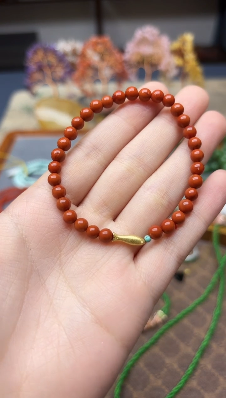 银S925镶嵌南红玛瑙车挂s925银南红手串5mmDN