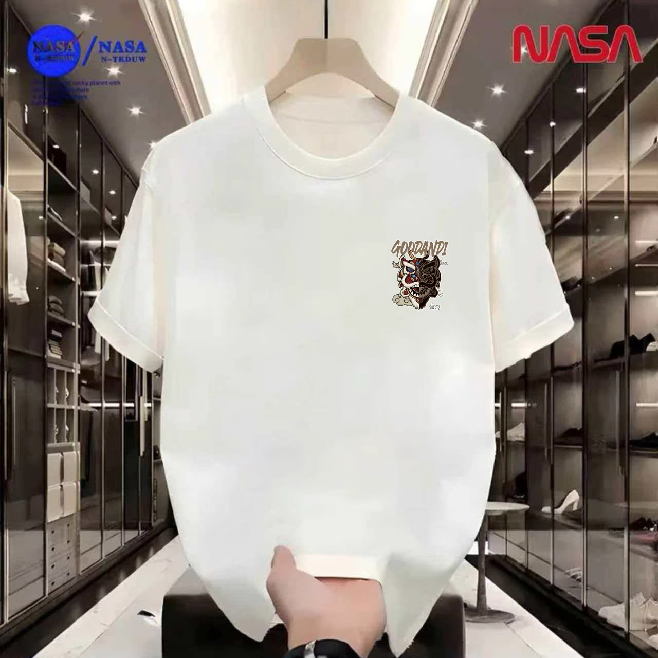 NASA联名纯棉夏季圆领短袖T恤微宽松时尚男女同款休闲百搭