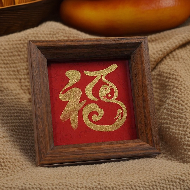 《蛇福》10.9*10.9尺寸纯手写书法带框