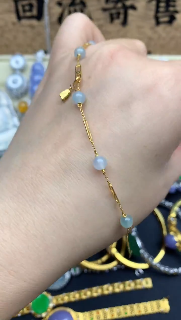 【闪购商品】翡翠手链18K金镶嵌399--中国好珍宝