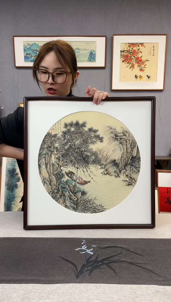 【闪购商品】国画手写手绘带框作品-52*52-武艳芳