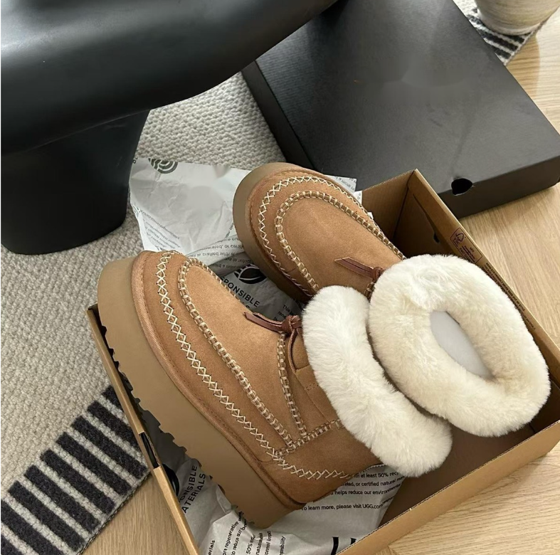 【阿尔派全新未拆封】秋冬桑坡雪地靴羊皮毛一体V口/平口高筒毛毛鞋