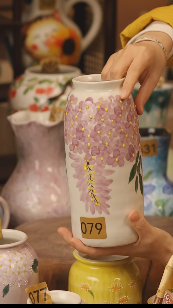 陶瓷景德镇设计师手作花器摆件侘寂风@M079@