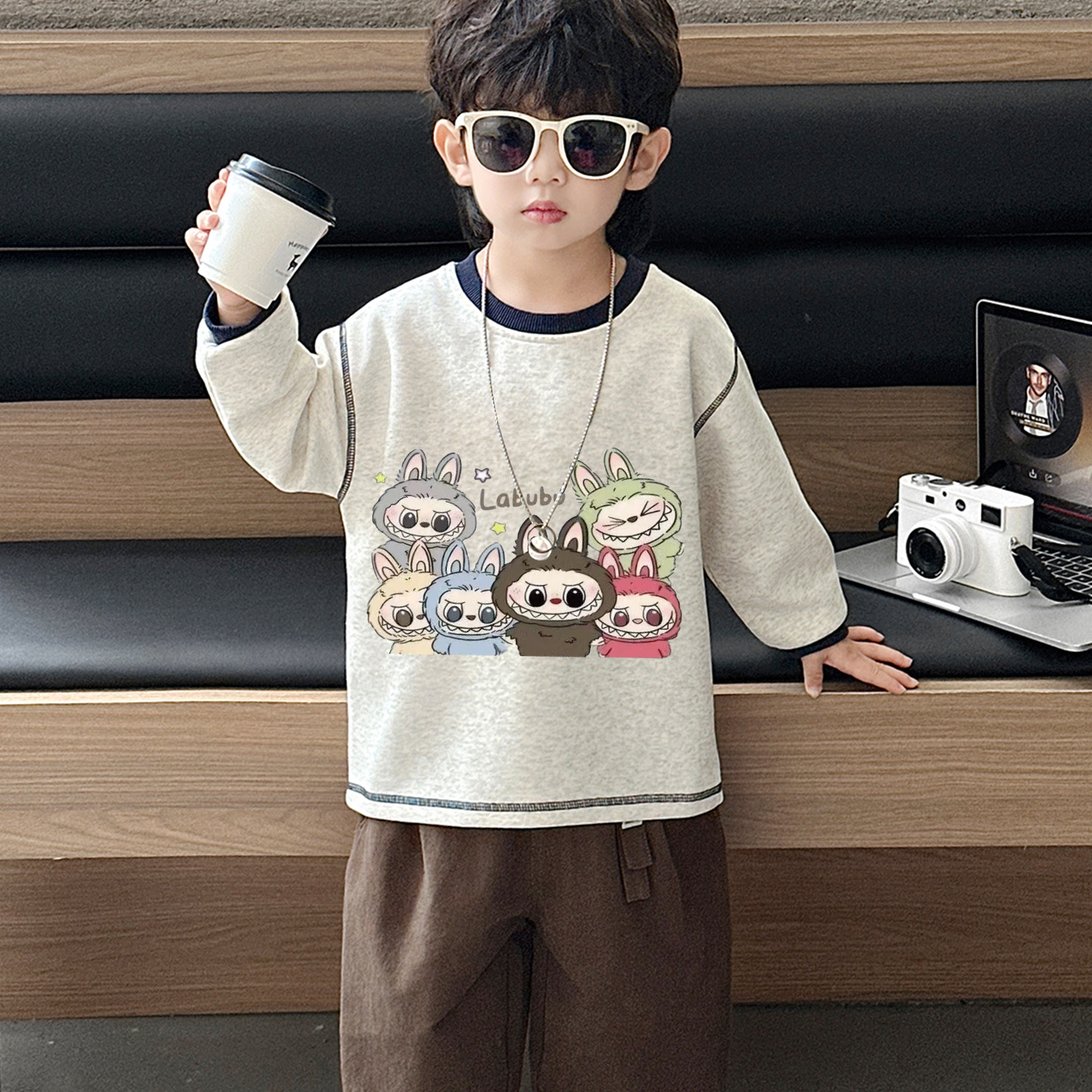 ins风宝宝秋季新款卫衣卡通印花上衣儿童圆领亲肤套头百搭衣服潮