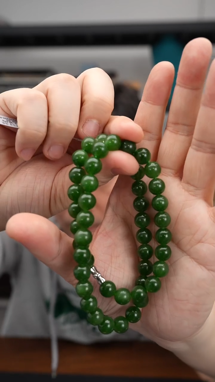 颈饰未镶嵌和田玉1226DJ189老坑碧玉圆珠项链