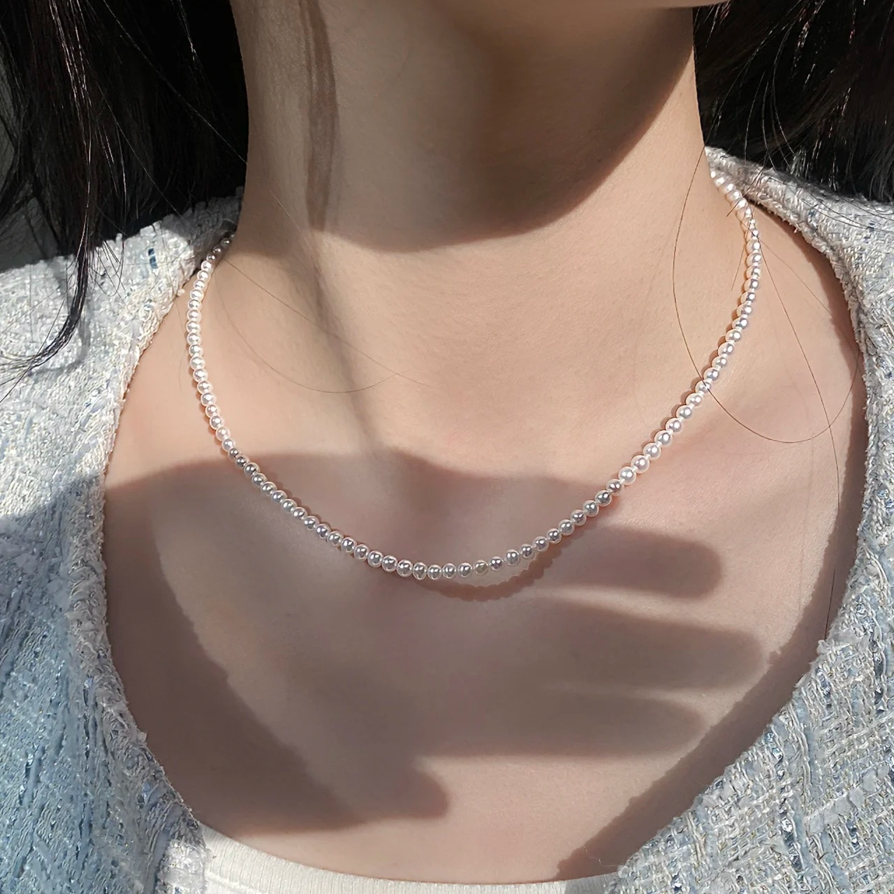 “毕业级” 极光小米珍珠项链 3-4mm S925银 2575H00DY   