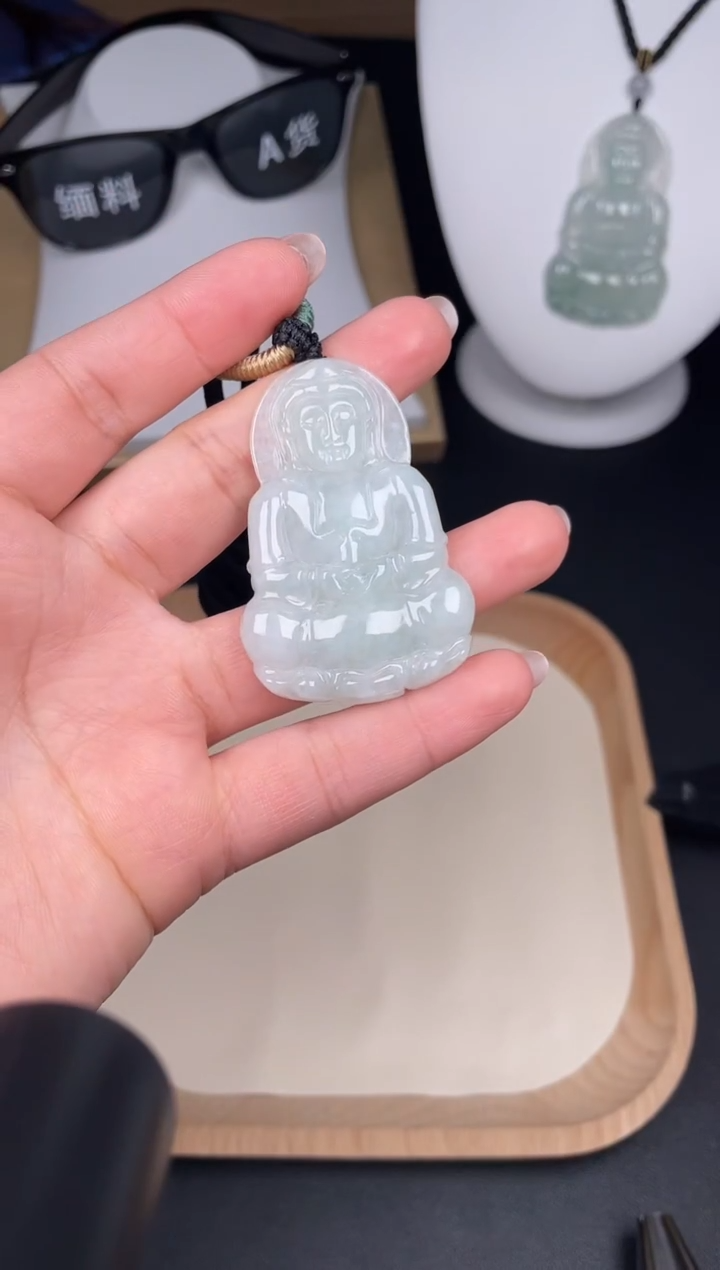 颈饰未镶嵌翡翠za028-6观音+孤品+送同款绳子