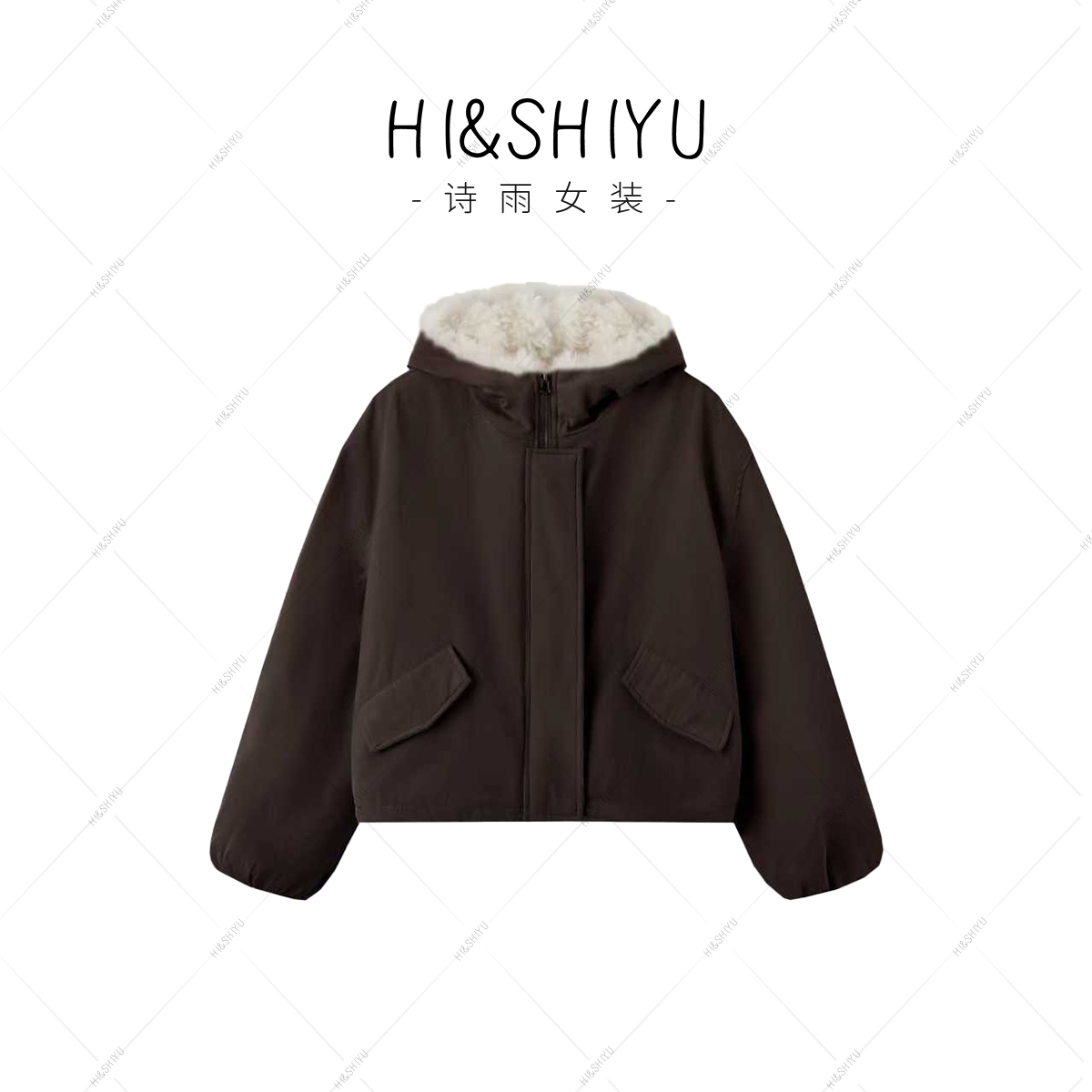 七色纺简约毛领秋冬拼接不褪色加厚外套厚款时尚外套耐磨QSF-1159