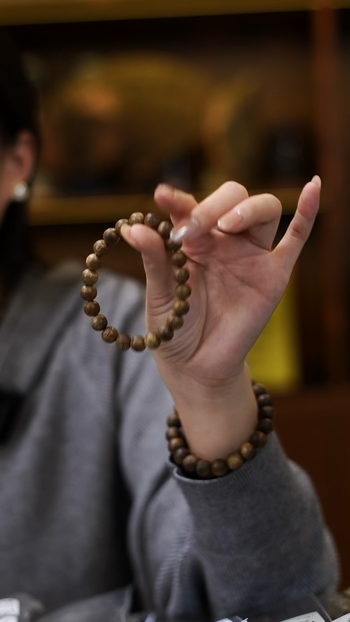 沉香手串汝湖金丝油 09圆珠单圈 5克+ 多样性发一