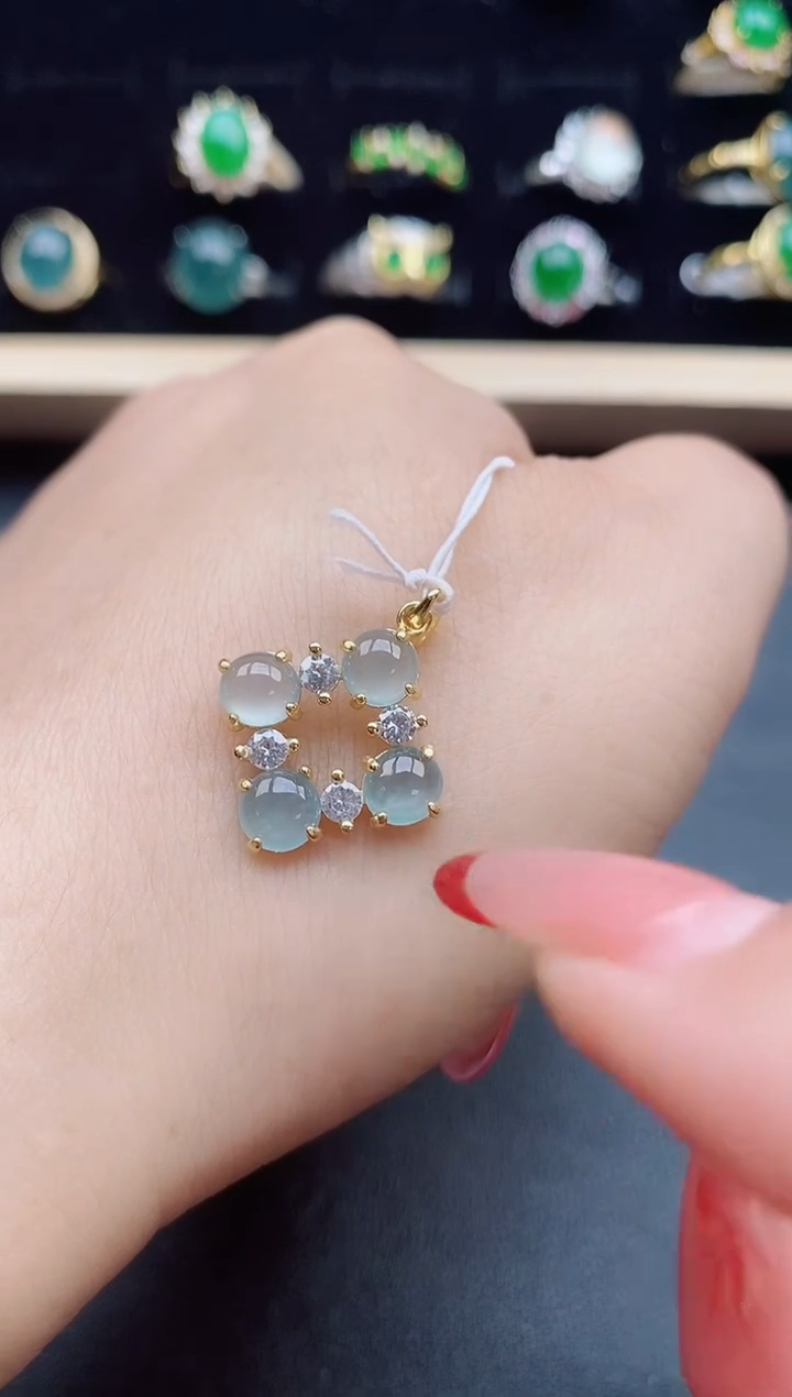 【闪购商品】翡翠吊坠(赠链)银S925镶嵌21321