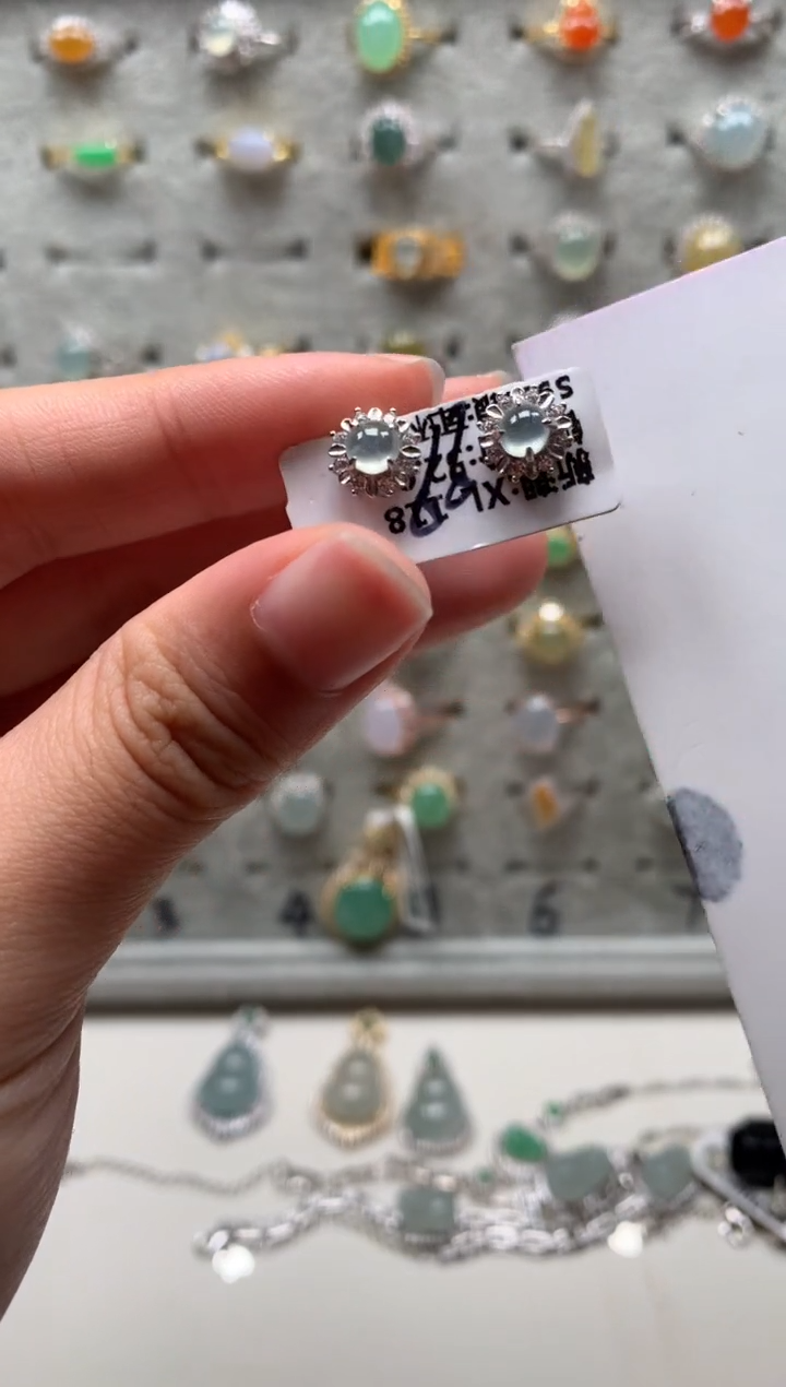 银S925镶嵌戒指翡翠耳饰19