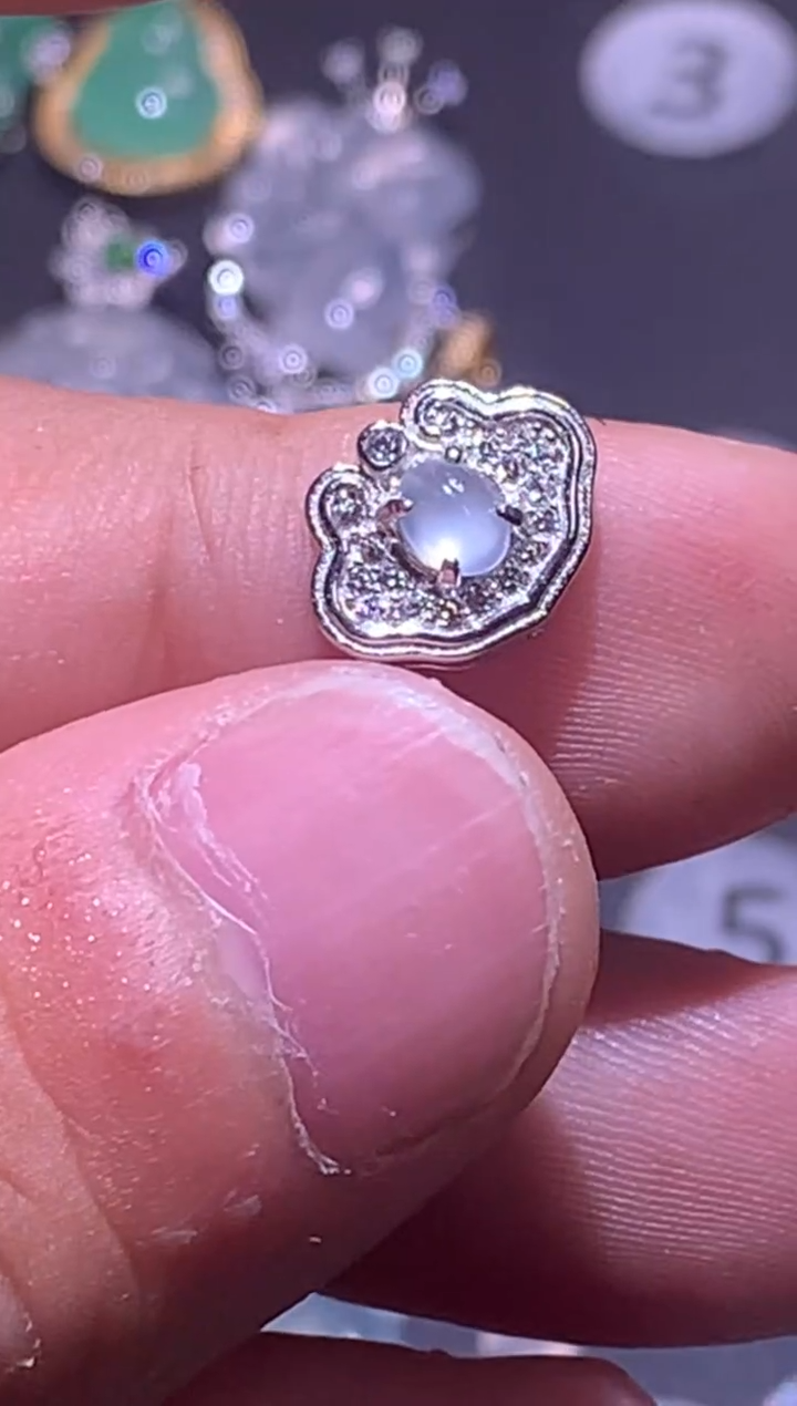 翡翠银S925镶嵌吊坠(不含链)1