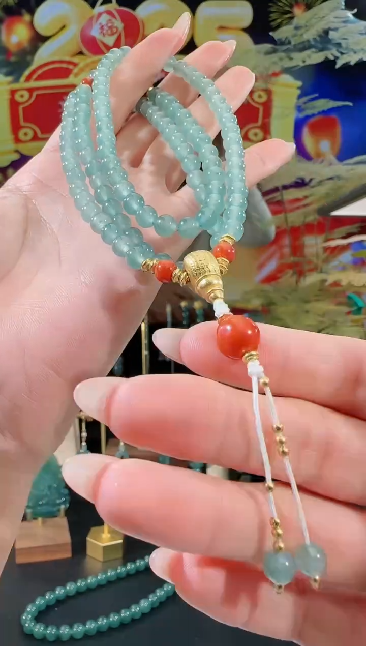 【闪购商品】翡翠项链银S925镶嵌长串多样性发一