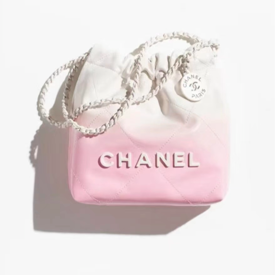 99新 Chanel/香奈儿 樱花粉渐变22bag mini垃圾袋