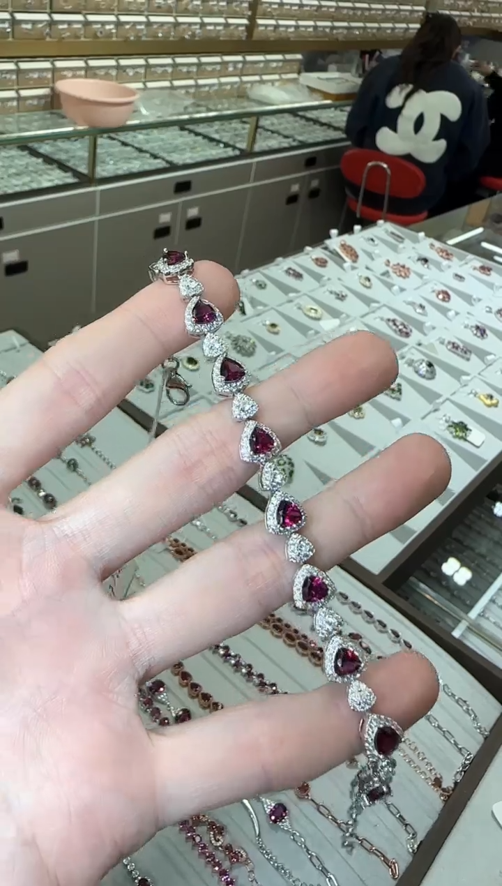 【闪购商品】石榴石手链银S925镶嵌6mm高级款