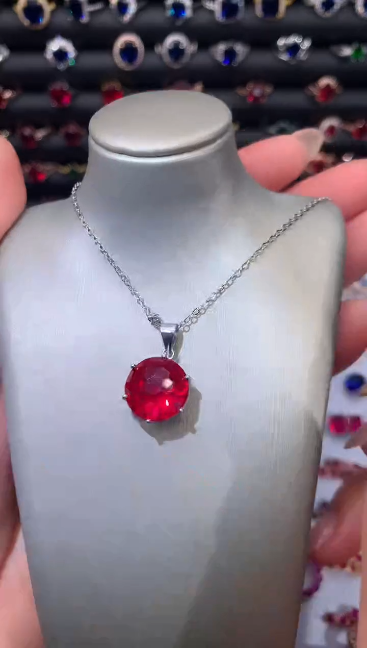 【闪购商品】红宝石吊坠(赠链)银S925镶嵌1
