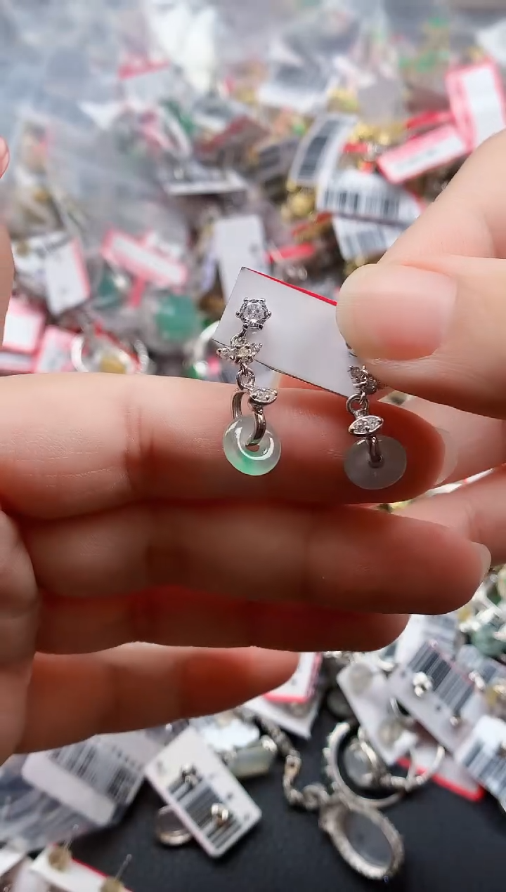 银S925镶嵌戒指翡翠天然A货缅甸翡翠