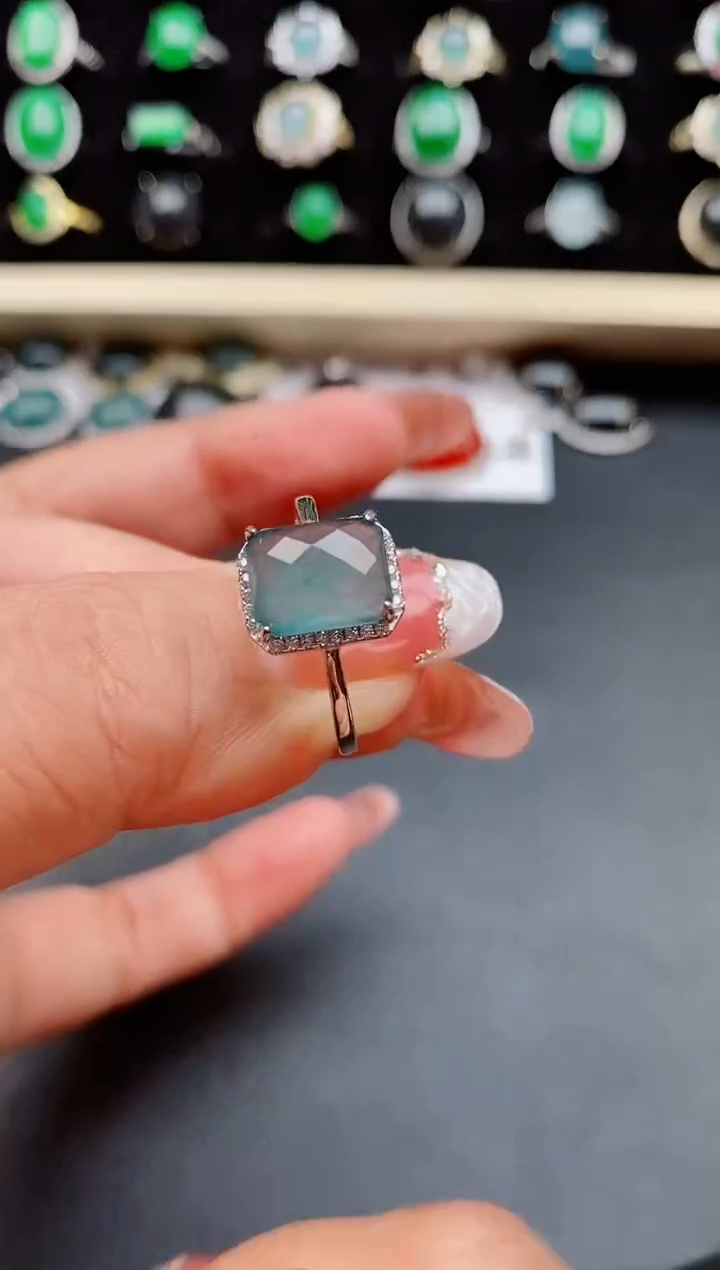 【闪购商品】翡翠戒指银S925镶嵌508080