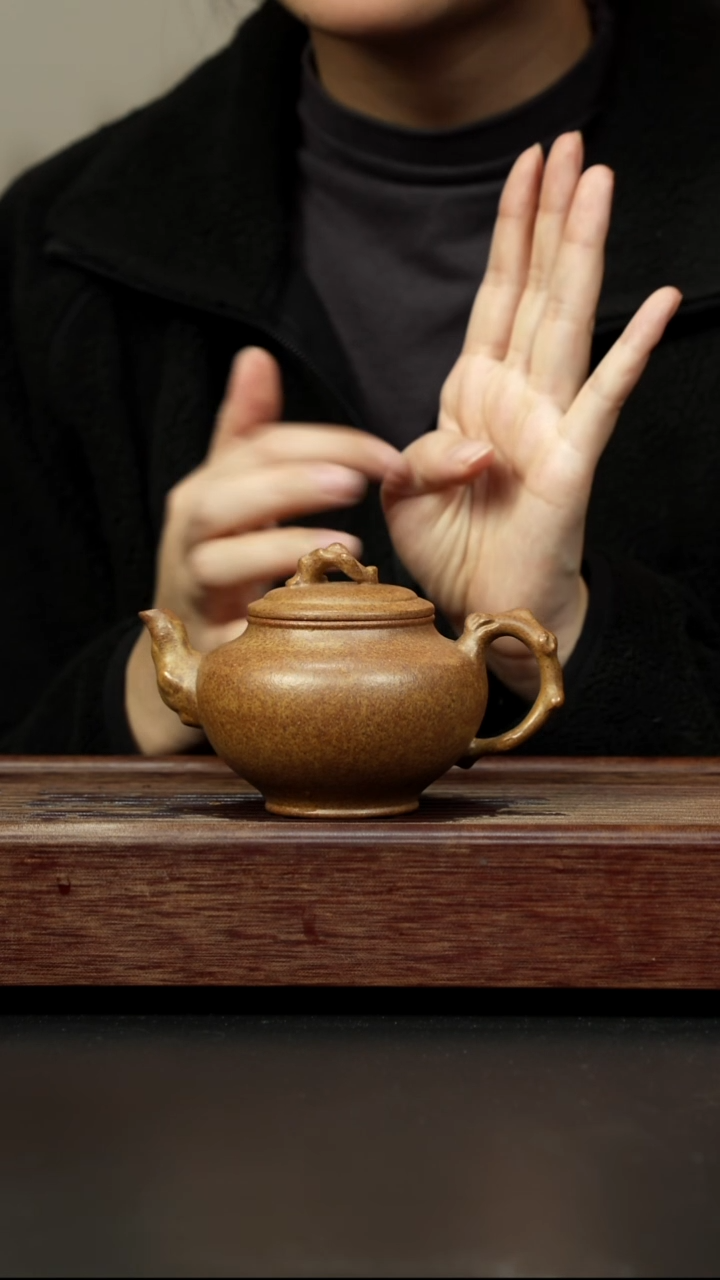 紫砂茶壶黄金段柴烧 梅报春