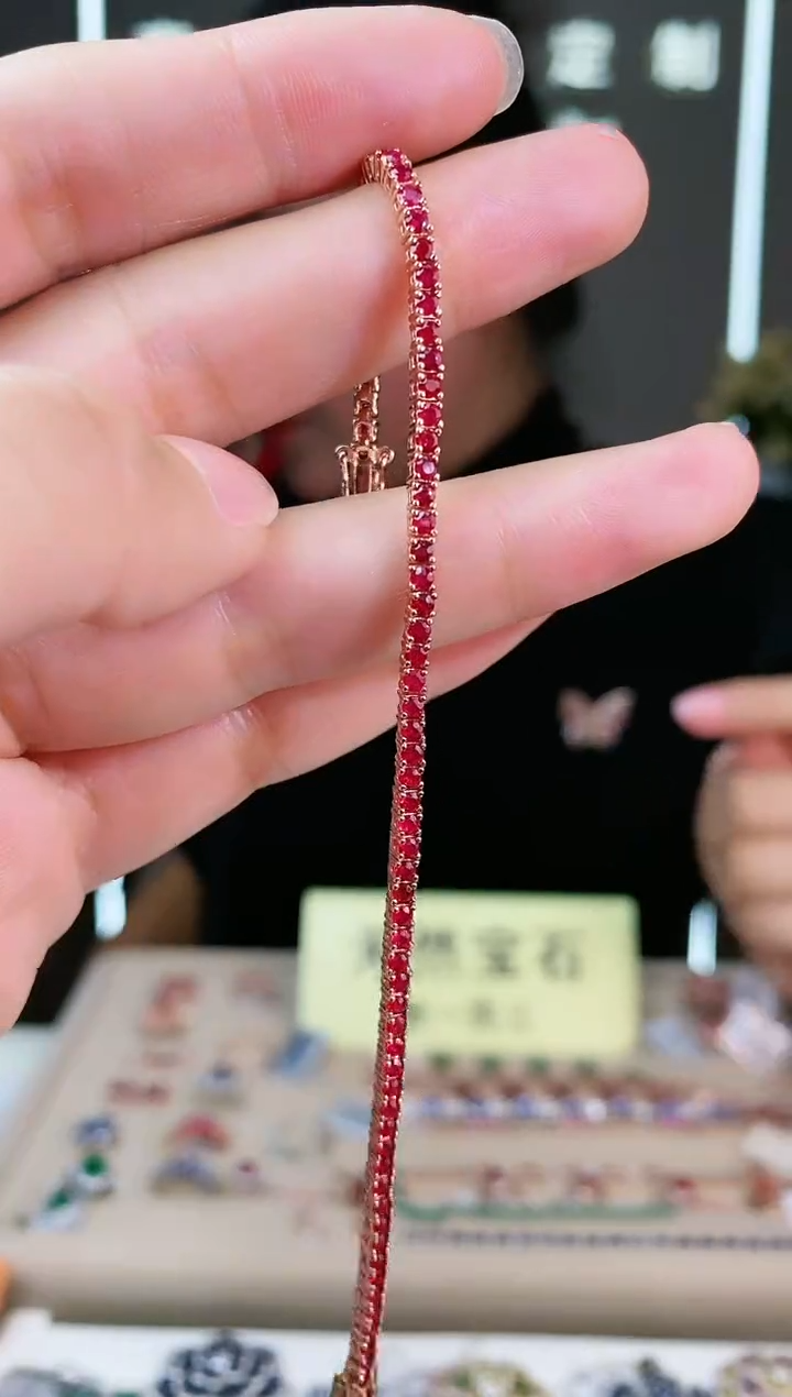 【闪购商品】红宝石手链15银S925镶嵌手链15