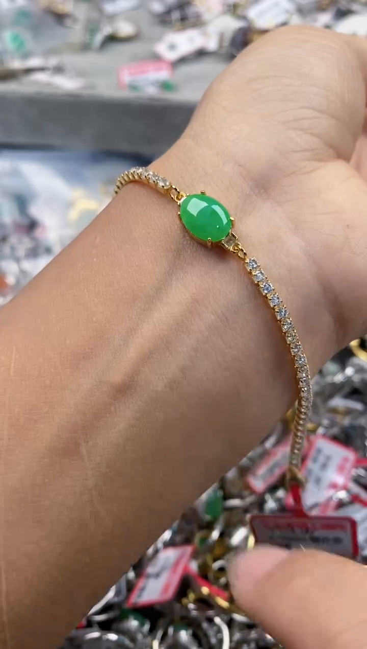 银S925镶嵌戒指翡翠444---8