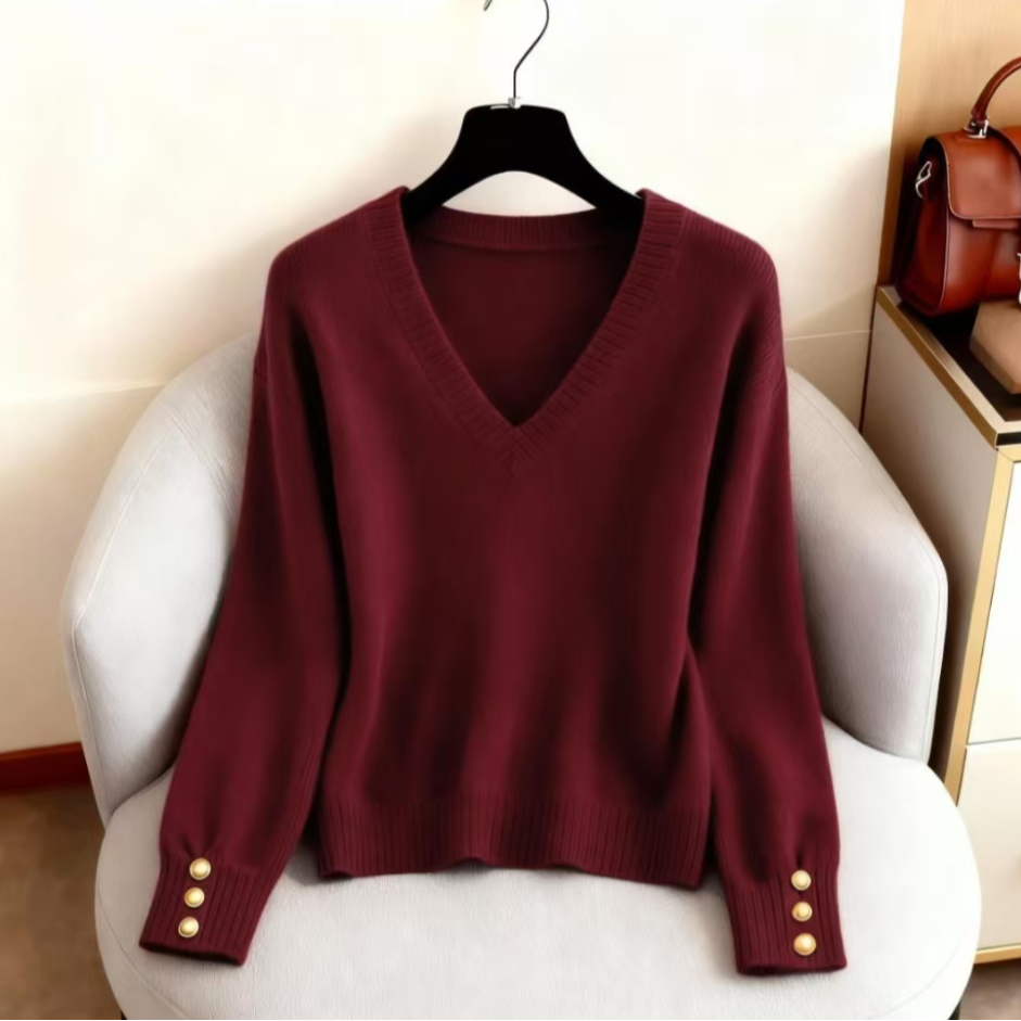 圣诞新年红色V领针织毛衣女2025秋冬季大码胖MM修身显瘦内搭上衣