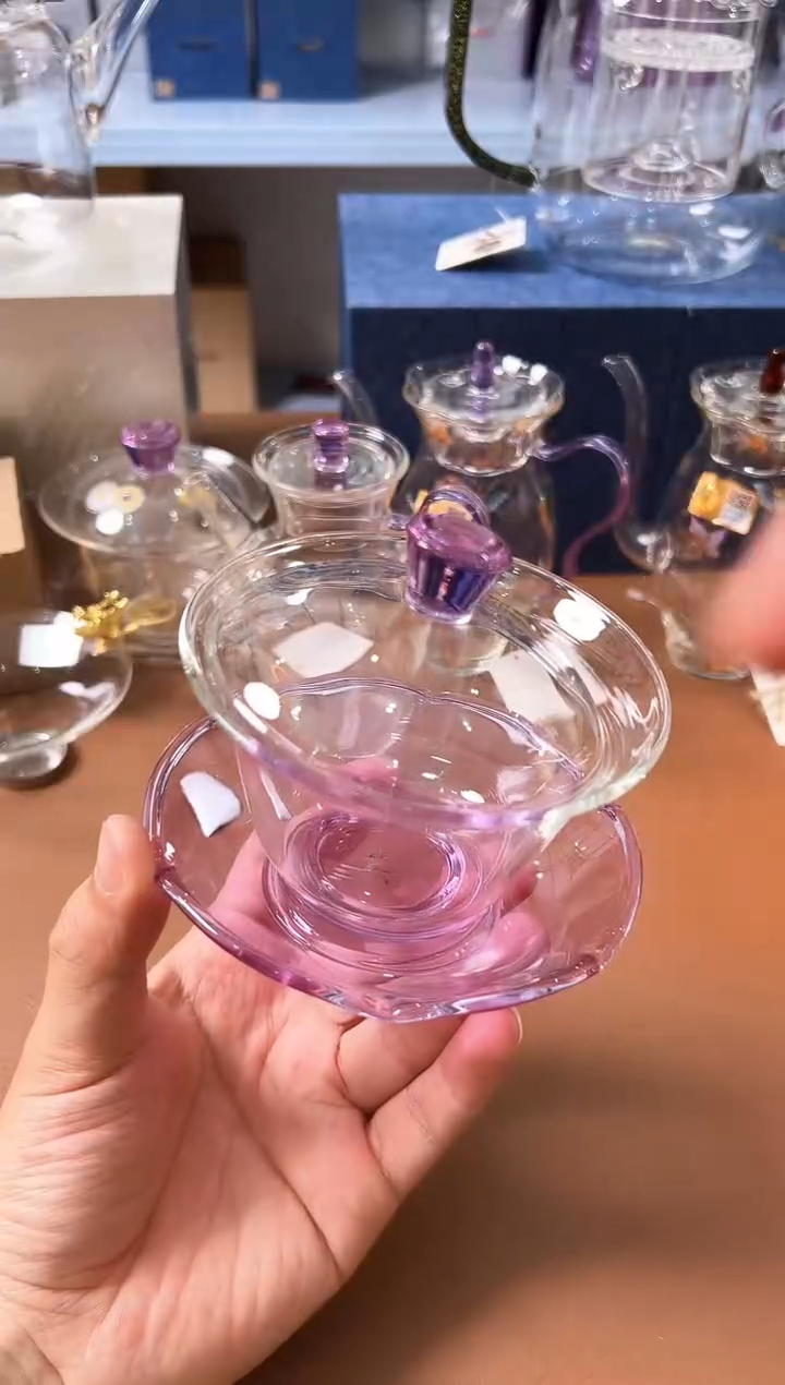 禾器荷叶盖碗浅紫色