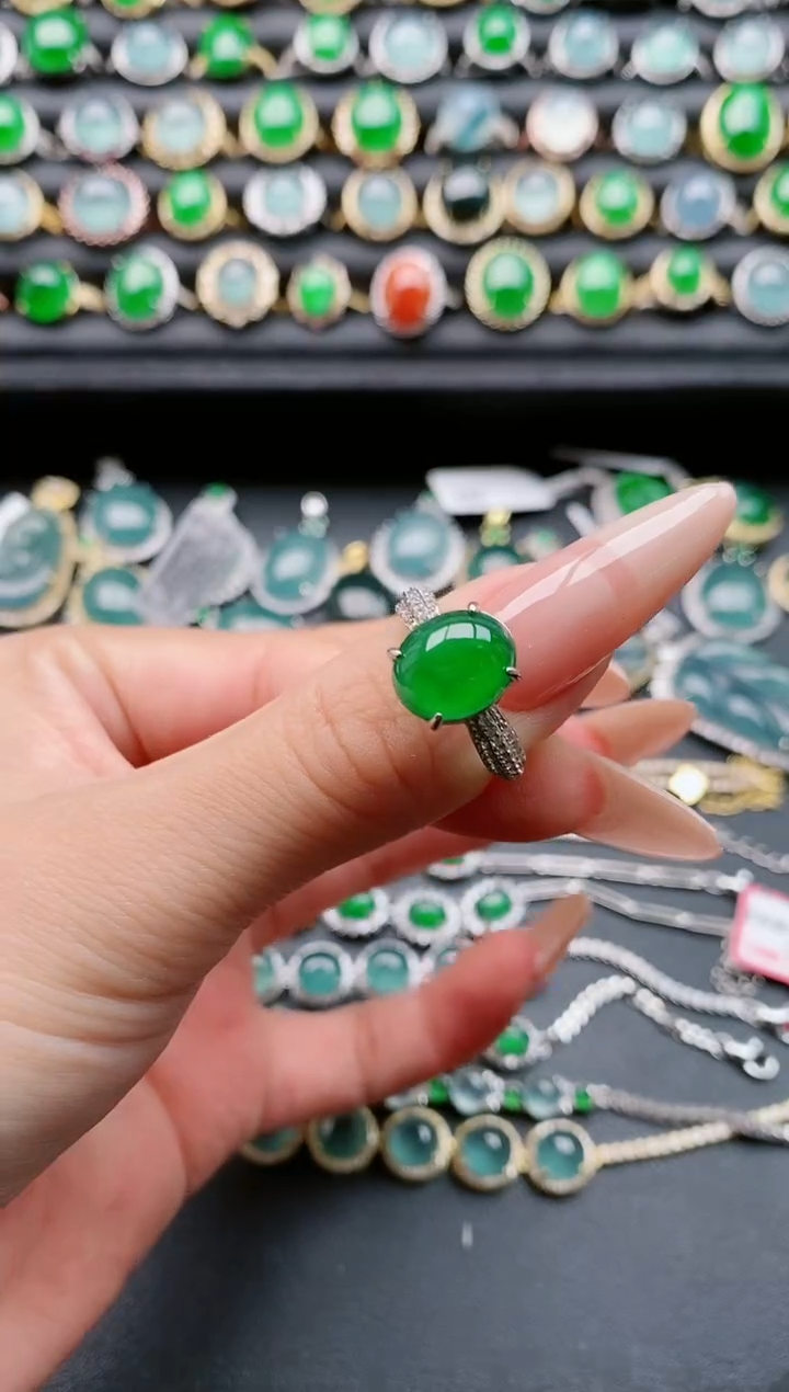 【闪购商品】翡翠戒指银S925镶嵌11111