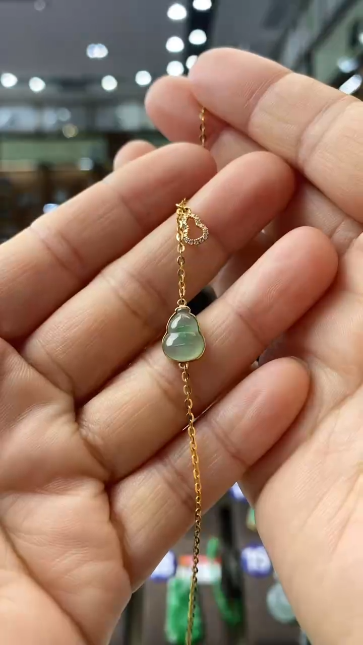 【闪购商品】翡翠手链18K金镶嵌手链