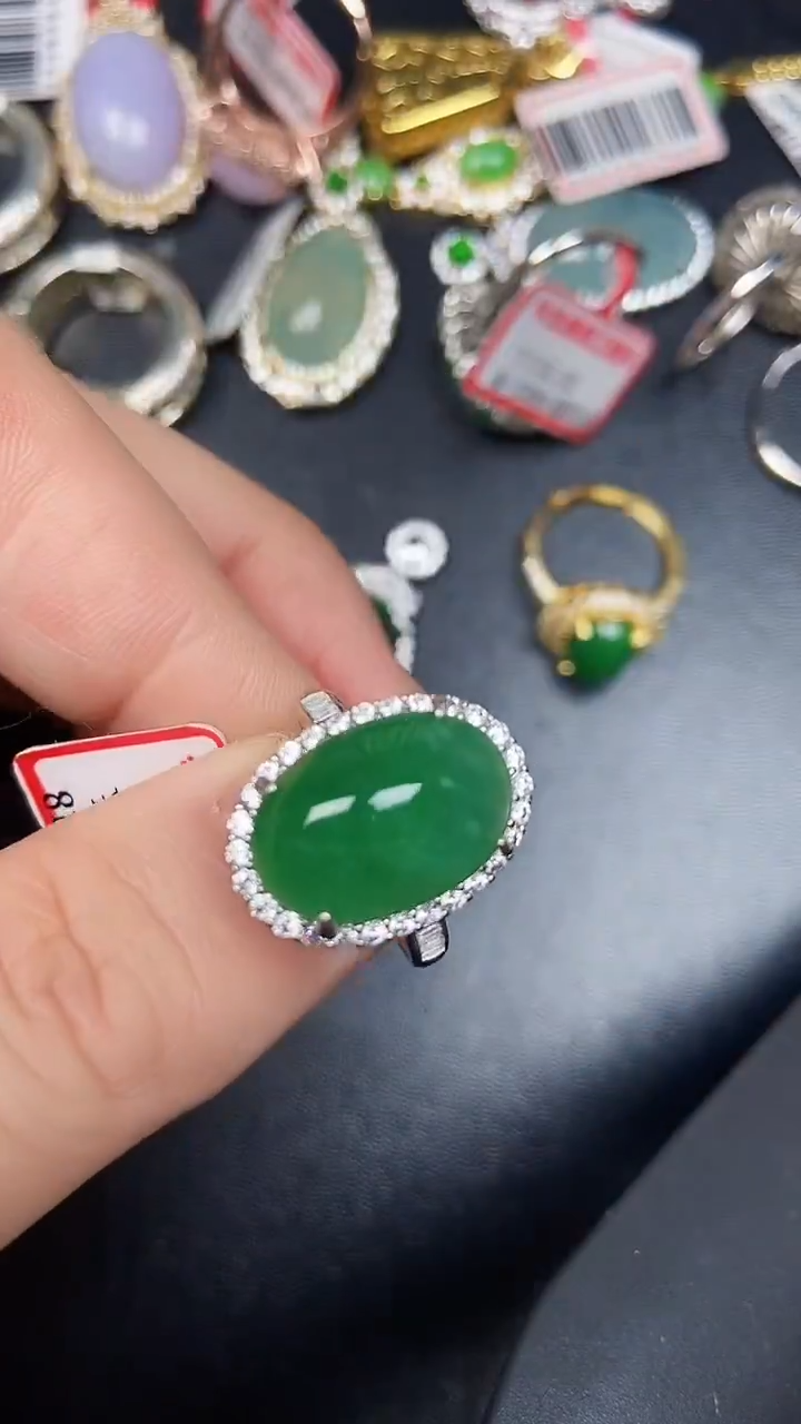 银S925镶嵌戒指翡翠2070