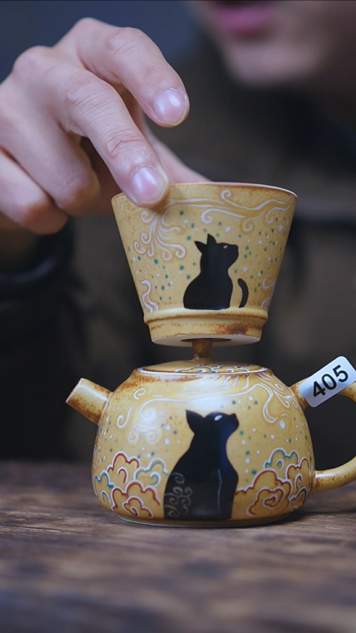 【闪购商品】405景德镇手绘玄猫套