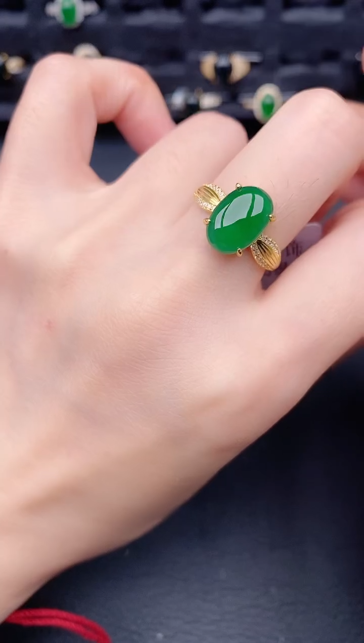 银S925镶嵌戒指翡翠天然a货翡翠143