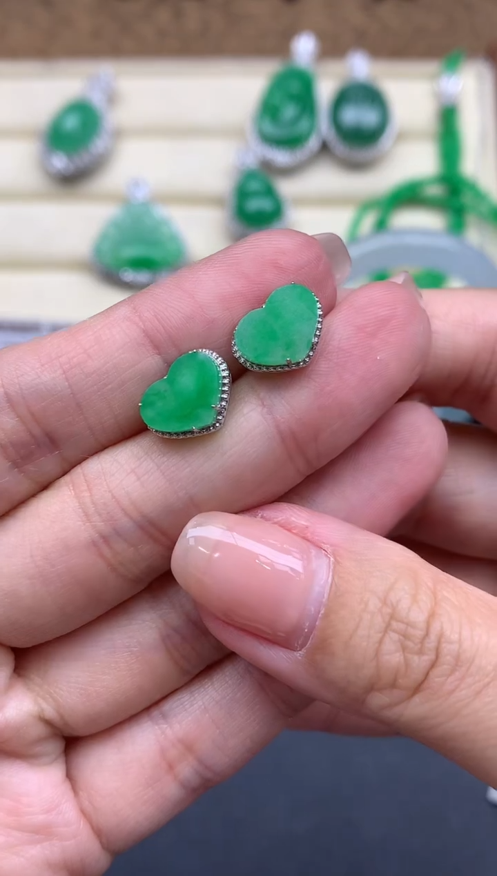 【闪购商品】翡翠耳饰18K金镶嵌407-中国好珍宝