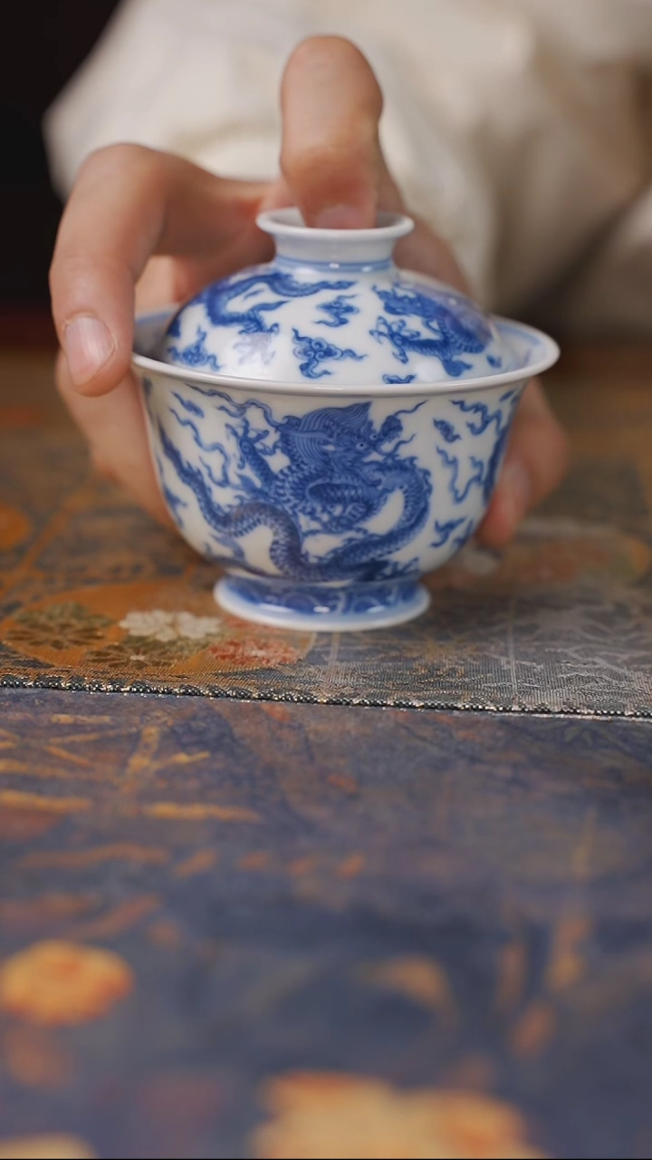 【闪购商品】杯望月怀古九龙盖碗