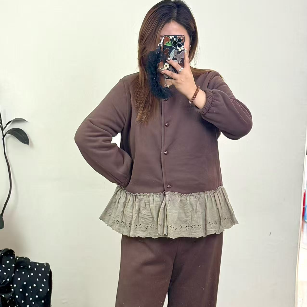 美洋家 - 冬季新款加绒加厚拼接款睡衣 时尚显瘦