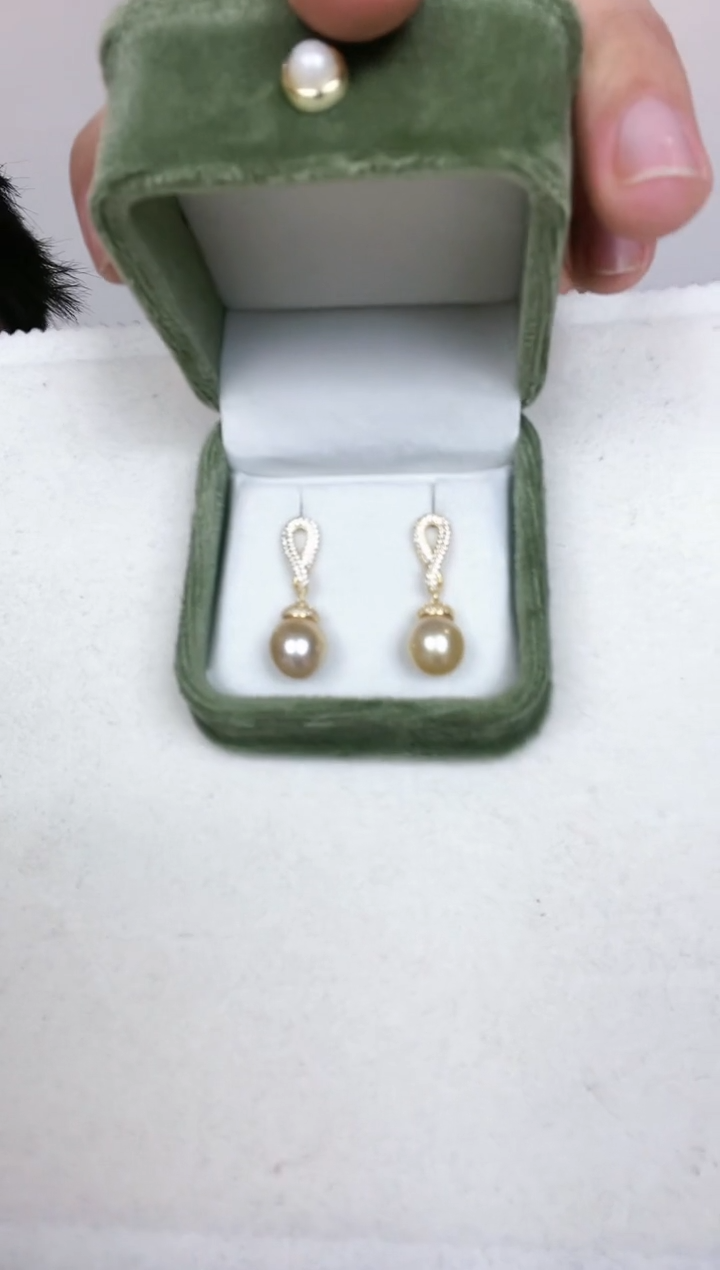 【闪购商品】海水珍珠耳饰银S925镶嵌海水金珠豪镶款耳坠