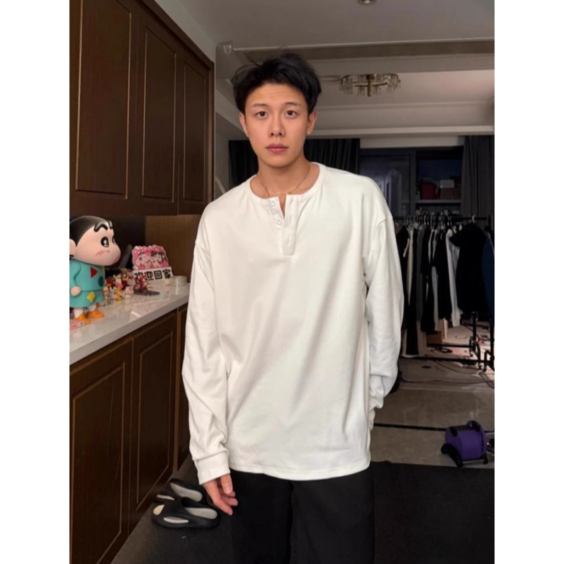 cleanfit亨利领德绒打底衫男内搭高级感美式长袖t恤痞帅加厚卫衣