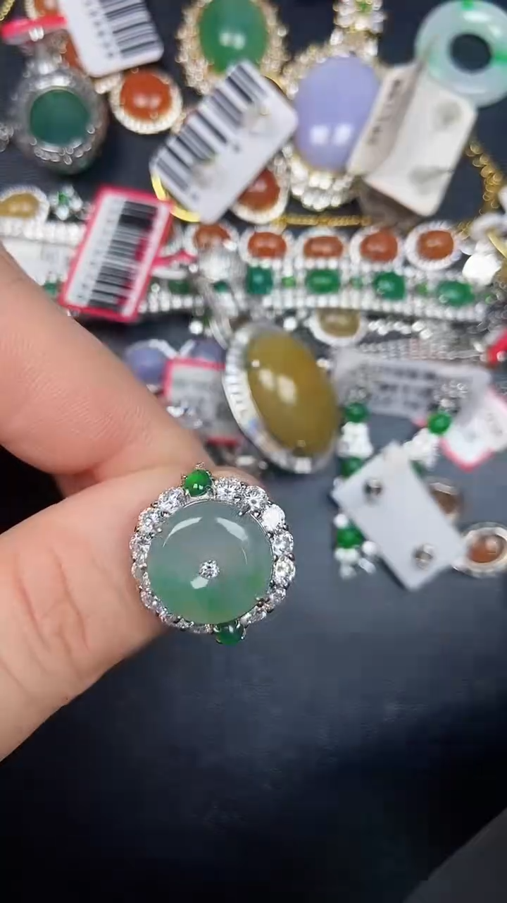 银S925镶嵌戒指翡翠3580