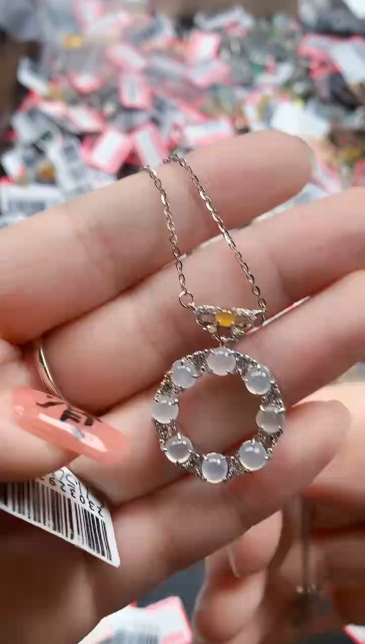 银S925镶嵌戒指翡翠天然A货缅甸翡翠