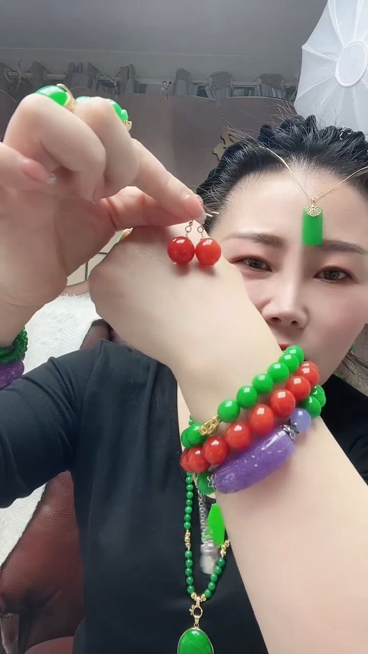 【闪购商品】翡翠耳饰14K金镶嵌C95号