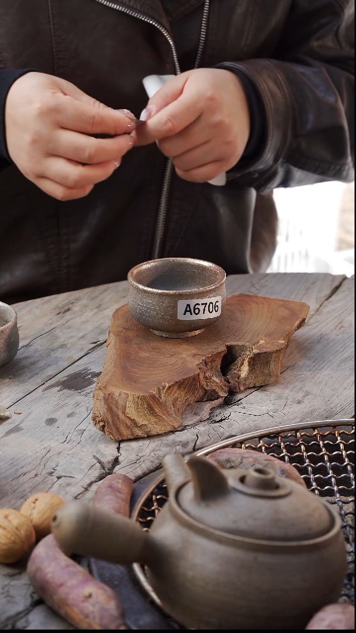 瓷片S*m柴烧手工杯A6706