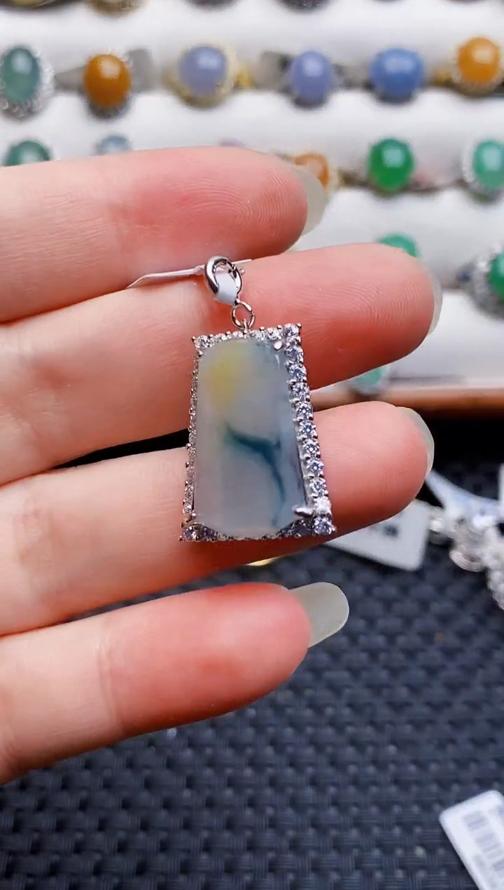 银S925镶嵌戒指翡翠7039