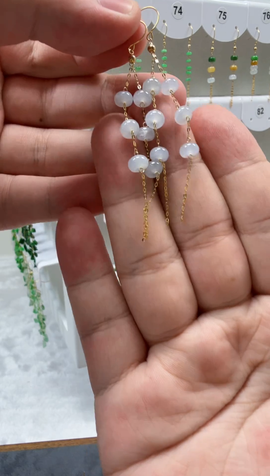 18K金镶嵌翡翠耳饰缅甸天然A货翡翠