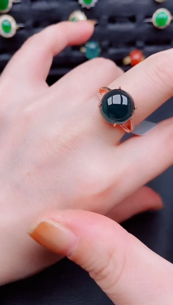 【闪购商品】翡翠戒指银S925镶嵌天然a货翡翠213