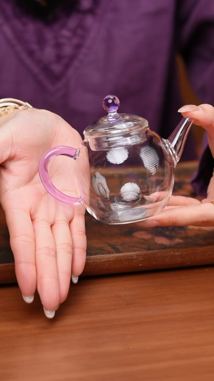 【闪购商品】玻璃茶壶/莫离/紫色/喜庆