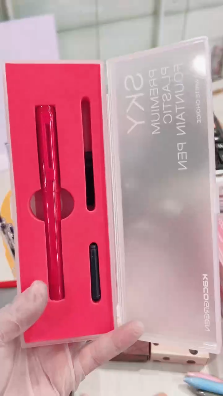 百锋K1020钢笔(黑色)红色杆大尖双用配墨囊1+2单支盒装---1支