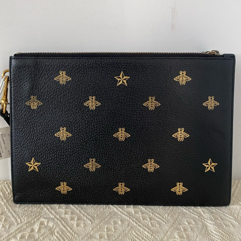 95新 GUCCI/古驰  小蜜蜂黑色手拿包 13774541