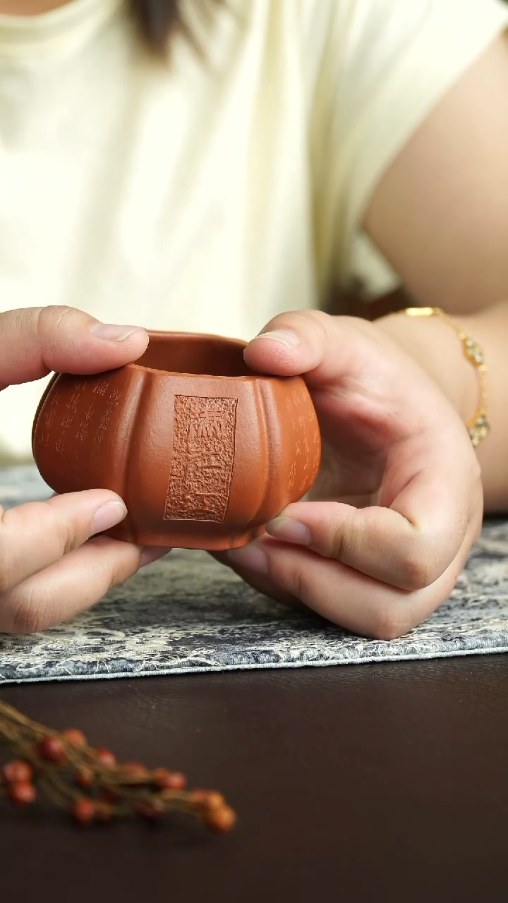 茶杯紫砂10号宜兴紫砂主人杯满江红