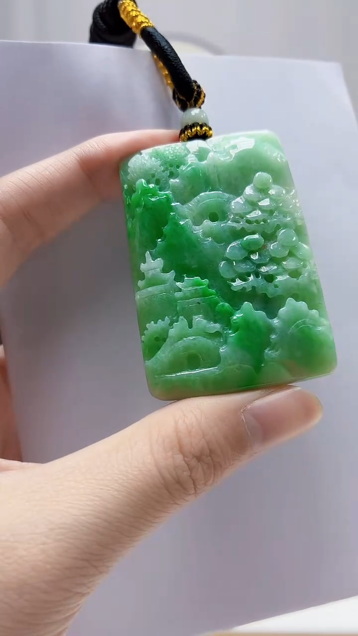 未镶嵌定制翡翠5060zm-毛货挂件46山水